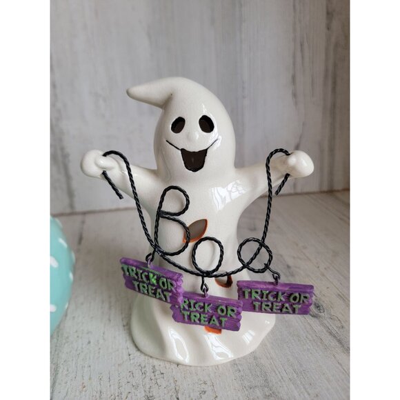 Ceramic ghost tea light monster light up Halloween home decor set - Picture 5 of 8